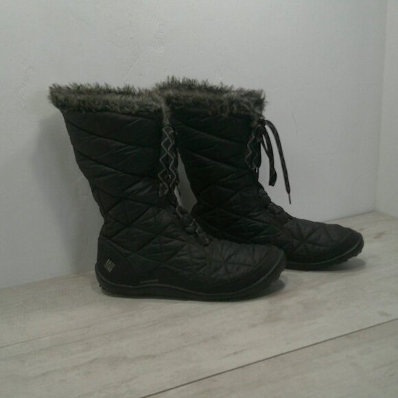 Columbia Minx Black Quilted Faux Fur Top Lined Waterproof Snow Winter Boot SZ 12 - Picture 1 of 11